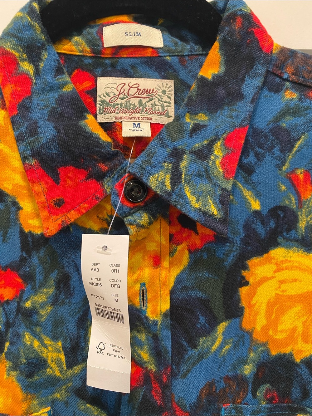 J. Crew mid-weight floral flannel. Slim fit - Picture 2 of 5